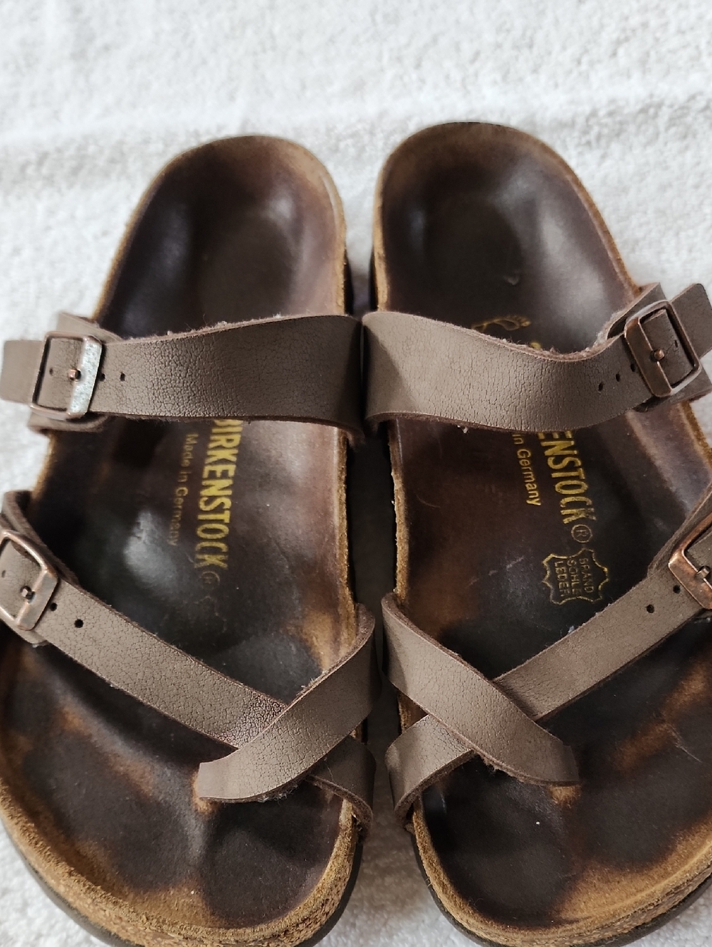 Birkenstock Mayari Women's Brown Twin-Strap Leather Sandals Size 8 Preowned